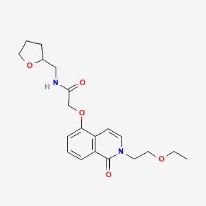 molecular formula C20H26N2O5 B2776471 2-((2-(2-ethoxyethyl)-1-oxo-1,2-dihydroisoquinolin-5-yl)oxy)-N-((tetrahydrofuran-2-yl)methyl)acetamide CAS No. 898457-47-1