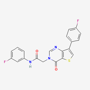 molecular formula C20H13F2N3O2S B2776473 N-(3-fluorophenyl)-2-[7-(4-fluorophenyl)-4-oxo-3H,4H-thieno[3,2-d]pyrimidin-3-yl]acetamide CAS No. 1207048-02-9