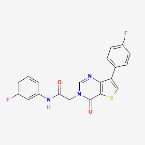 molecular formula C20H13F2N3O2S B2776473 N-(3-fluorophenyl)-2-[7-(4-fluorophenyl)-4-oxothieno[3,2-d]pyrimidin-3(4H)-yl]acetamide CAS No. 1207048-02-9