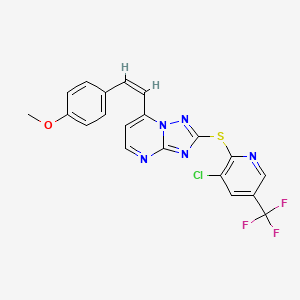 2-{[3-Chloro-5-(trifluoromethyl)-2-pyridinyl]sulfanyl}-7-(4-methoxystyryl)[1,2,4]triazolo[1,5-a]pyrimidine