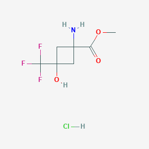 Methyl 1-amino-3-hydroxy-3-(trifluoromethyl)cyclobutane-1-carboxylate;hydrochloride