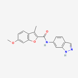 molecular formula C18H15N3O3 B2776492 N-(1H-indazol-6-yl)-6-methoxy-3-methyl-1-benzofuran-2-carboxamide CAS No. 1219914-89-2
