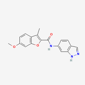 molecular formula C18H15N3O3 B2776492 N-(1H-indazol-6-yl)-6-methoxy-3-methylbenzofuran-2-carboxamide CAS No. 1219914-89-2