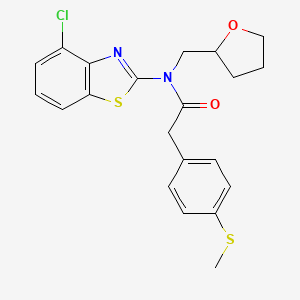 molecular formula C21H21ClN2O2S2 B2776495 N-(4-chloro-1,3-benzothiazol-2-yl)-2-[4-(methylsulfanyl)phenyl]-N-[(oxolan-2-yl)methyl]acetamide CAS No. 920178-92-3