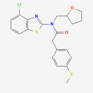 molecular formula C21H21ClN2O2S2 B2776495 N-(4-chlorobenzo[d]thiazol-2-yl)-2-(4-(methylthio)phenyl)-N-((tetrahydrofuran-2-yl)methyl)acetamide CAS No. 920178-92-3