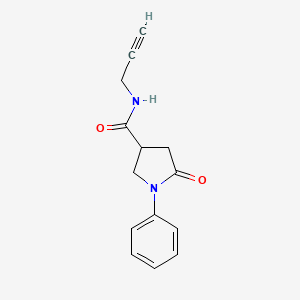 molecular formula C14H14N2O2 B2776499 5-oxo-1-phenyl-N-prop-2-ynylpyrrolidine-3-carboxamide CAS No. 1048888-56-7
