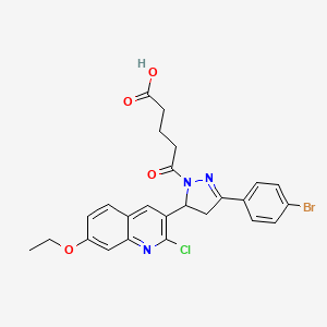 molecular formula C25H23BrClN3O4 B2776510 5-[3-(4-bromophenyl)-5-(2-chloro-7-ethoxyquinolin-3-yl)-4,5-dihydro-1H-pyrazol-1-yl]-5-oxopentanoic acid CAS No. 394239-71-5