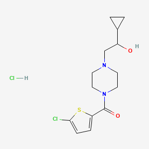 molecular formula C14H20Cl2N2O2S B2776512 2-[4-(5-chlorothiophene-2-carbonyl)piperazin-1-yl]-1-cyclopropylethan-1-ol hydrochloride CAS No. 1396849-46-9