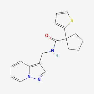 molecular formula C18H19N3OS B2776537 N-({pyrazolo[1,5-a]pyridin-3-yl}methyl)-1-(thiophen-2-yl)cyclopentane-1-carboxamide CAS No. 1396558-78-3
