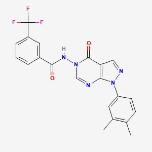 molecular formula C21H16F3N5O2 B2776539 N-(1-(3,4-dimethylphenyl)-4-oxo-1H-pyrazolo[3,4-d]pyrimidin-5(4H)-yl)-3-(trifluoromethyl)benzamide CAS No. 899967-40-9