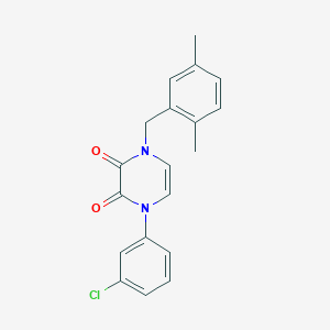 molecular formula C19H17ClN2O2 B2776548 1-(3-chlorophenyl)-4-[(2,5-dimethylphenyl)methyl]-1,2,3,4-tetrahydropyrazine-2,3-dione CAS No. 886886-38-0