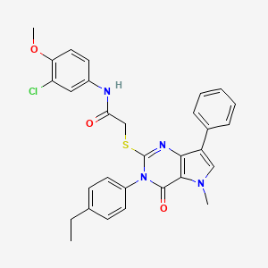 molecular formula C30H27ClN4O3S B2776552 N-(3-chloro-4-methoxyphenyl)-2-{[3-(4-ethylphenyl)-5-methyl-4-oxo-7-phenyl-3H,4H,5H-pyrrolo[3,2-d]pyrimidin-2-yl]sulfanyl}acetamide CAS No. 933220-82-7