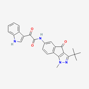 molecular formula C25H22N4O3 B2776554 N-{3-tert-butyl-1-methyl-4-oxo-1H,4H-indeno[1,2-c]pyrazol-6-yl}-2-(1H-indol-3-yl)-2-oxoacetamide CAS No. 1024523-22-5