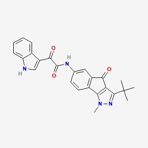 N-(3-(Tert-butyl)-1-methyl-4-oxoindeno[2,3-D]pyrazol-6-YL)-2-indol-3-YL-2-oxoethanamide