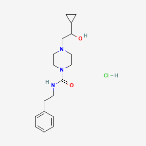 molecular formula C18H28ClN3O2 B2776563 4-(2-cyclopropyl-2-hydroxyethyl)-N-phenethylpiperazine-1-carboxamide hydrochloride CAS No. 1396884-12-0