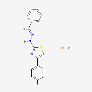 molecular formula C16H13BrFN3S B2776573 (E)-2-(2-benzylidenehydrazinyl)-4-(4-fluorophenyl)thiazole hydrobromide CAS No. 1217203-60-5