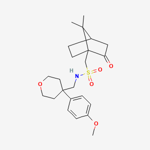 molecular formula C23H33NO5S B2776574 1-(7,7-dimethyl-2-oxobicyclo[2.2.1]heptan-1-yl)-N-((4-(4-methoxyphenyl)tetrahydro-2H-pyran-4-yl)methyl)methanesulfonamide CAS No. 1797073-84-7