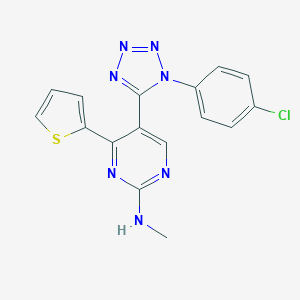 molecular formula C16H12ClN7S B277660 N-[5-[1-(4-chlorophenyl)-1H-tetraazol-5-yl]-4-(2-thienyl)-2-pyrimidinyl]-N-methylamine 
