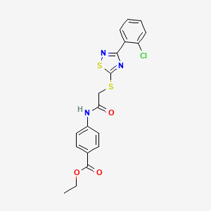 molecular formula C19H16ClN3O3S2 B2776615 ethyl 4-(2-{[3-(2-chlorophenyl)-1,2,4-thiadiazol-5-yl]sulfanyl}acetamido)benzoate CAS No. 864919-40-4