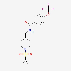 molecular formula C17H21F3N2O4S B2776621 N-((1-(cyclopropylsulfonyl)piperidin-4-yl)methyl)-4-(trifluoromethoxy)benzamide CAS No. 1396813-04-9