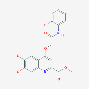 molecular formula C21H19FN2O6 B2776625 Methyl 4-{[(2-fluorophenyl)carbamoyl]methoxy}-6,7-dimethoxyquinoline-2-carboxylate CAS No. 1359509-53-7