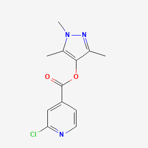 molecular formula C12H12ClN3O2 B2776628 Trimethyl-1h-pyrazol-4-yl 2-chloropyridine-4-carboxylate CAS No. 1423739-40-5