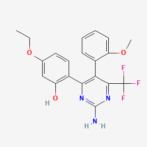 molecular formula C20H18F3N3O3 B2776629 2-[2-Amino-5-(2-methoxyphenyl)-6-(trifluoromethyl)pyrimidin-4-yl]-5-ethoxyphenol CAS No. 877788-37-9