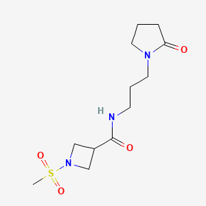 molecular formula C12H21N3O4S B2776646 1-(methylsulfonyl)-N-(3-(2-oxopyrrolidin-1-yl)propyl)azetidine-3-carboxamide CAS No. 1428362-53-1