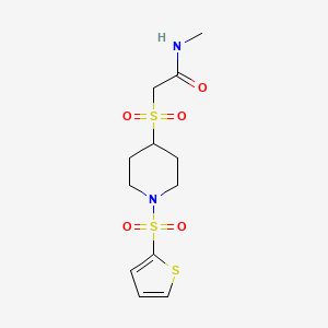 B2776650 N-methyl-2-((1-(thiophen-2-ylsulfonyl)piperidin-4-yl)sulfonyl)acetamide CAS No. 1797838-57-3