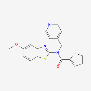 molecular formula C19H15N3O2S2 B2776653 N-(5-methoxy-1,3-benzothiazol-2-yl)-N-[(pyridin-4-yl)methyl]thiophene-2-carboxamide CAS No. 923193-31-1