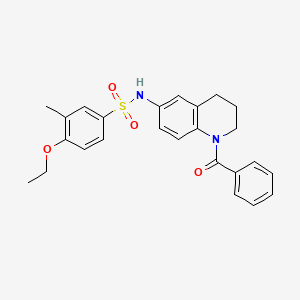 molecular formula C25H26N2O4S B2776687 N-(1-benzoyl-1,2,3,4-tetrahydroquinolin-6-yl)-4-ethoxy-3-methylbenzene-1-sulfonamide CAS No. 946381-02-8