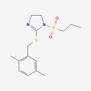 molecular formula C15H22N2O2S2 B2776689 2-{[(2,5-dimethylphenyl)methyl]sulfanyl}-1-(propane-1-sulfonyl)-4,5-dihydro-1H-imidazole CAS No. 868217-89-4