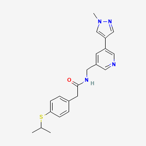 molecular formula C21H24N4OS B2776709 2-(4-(isopropylthio)phenyl)-N-((5-(1-methyl-1H-pyrazol-4-yl)pyridin-3-yl)methyl)acetamide CAS No. 2034335-60-7