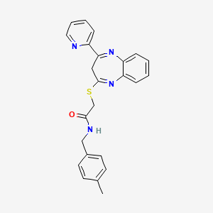 molecular formula C24H22N4OS B2776733 N-[(4-methylphenyl)methyl]-2-{[4-(pyridin-2-yl)-3H-1,5-benzodiazepin-2-yl]sulfanyl}acetamide CAS No. 1251672-85-1