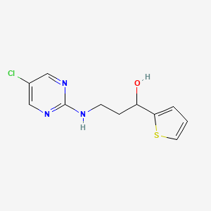molecular formula C11H12ClN3OS B2776764 3-[(5-Chloropyrimidin-2-yl)amino]-1-(thiophen-2-yl)propan-1-ol CAS No. 2379984-02-6