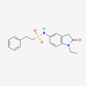 molecular formula C18H20N2O3S B2776773 N-(1-ethyl-2-oxo-2,3-dihydro-1H-indol-5-yl)-2-phenylethane-1-sulfonamide CAS No. 921786-89-2