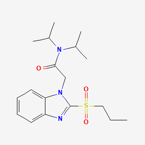 molecular formula C18H27N3O3S B2776799 N,N-diisopropyl-2-(2-(propylsulfonyl)-1H-benzo[d]imidazol-1-yl)acetamide CAS No. 886905-29-9