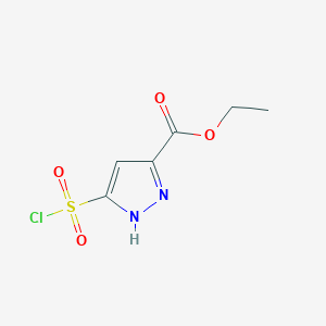 molecular formula C6H7ClN2O4S B2776807 ethyl 5-(chlorosulfonyl)-1H-pyrazole-3-carboxylate CAS No. 1297611-70-1