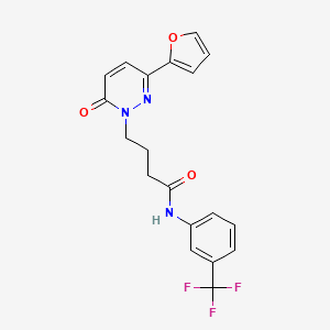 molecular formula C19H16F3N3O3 B2776809 4-(3-(furan-2-yl)-6-oxopyridazin-1(6H)-yl)-N-(3-(trifluoromethyl)phenyl)butanamide CAS No. 1021071-73-7