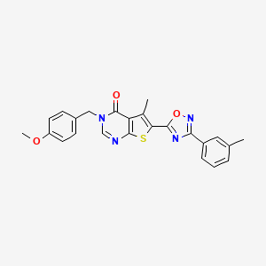 molecular formula C24H20N4O3S B2776810 3-(4-methoxybenzyl)-5-methyl-6-[3-(3-methylphenyl)-1,2,4-oxadiazol-5-yl]thieno[2,3-d]pyrimidin-4(3H)-one CAS No. 1326852-77-0