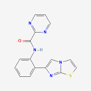 molecular formula C16H11N5OS B2776822 N-(2-(imidazo[2,1-b]thiazol-6-yl)phenyl)pyrimidine-2-carboxamide CAS No. 1795360-83-6