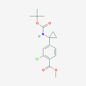molecular formula C16H20ClNO4 B2776836 Methyl 4-(1-{[(tert-butoxy)carbonyl]amino}cyclopropyl)-2-chlorobenzoate CAS No. 2380041-34-7