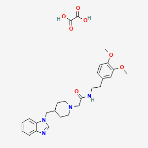molecular formula C27H34N4O7 B2776837 2-(4-((1H-benzo[d]imidazol-1-yl)methyl)piperidin-1-yl)-N-(3,4-dimethoxyphenethyl)acetamide oxalate CAS No. 1351642-32-4
