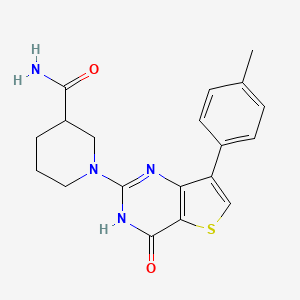 1-[7-(4-Methylphenyl)-4-oxo-3,4-dihydrothieno[3,2-d]pyrimidin-2-yl]piperidine-3-carboxamide