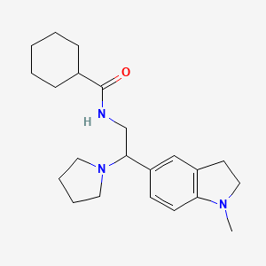 molecular formula C22H33N3O B2776842 N-(2-(1-methylindolin-5-yl)-2-(pyrrolidin-1-yl)ethyl)cyclohexanecarboxamide CAS No. 921894-70-4