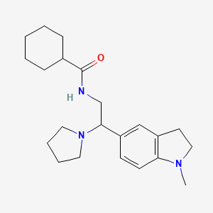 N-(2-(1-methylindolin-5-yl)-2-(pyrrolidin-1-yl)ethyl)cyclohexanecarboxamide