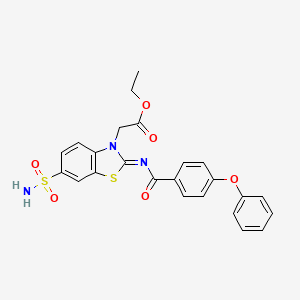 Ethyl 2-[2-(4-phenoxybenzoyl)imino-6-sulfamoyl-1,3-benzothiazol-3-yl]acetate