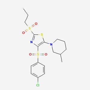 4-((4-Chlorophenyl)sulfonyl)-5-(3-methylpiperidin-1-yl)-2-(propylsulfonyl)thiazole