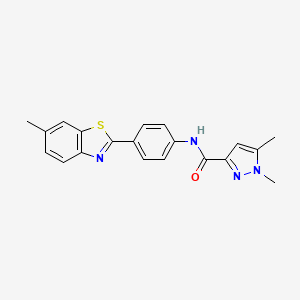 1,5-dimethyl-N-(4-(6-methylbenzo[d]thiazol-2-yl)phenyl)-1H-pyrazole-3-carboxamide
