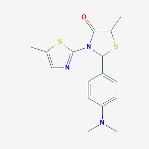 molecular formula C16H19N3OS2 B277686 2-[4-(Dimethylamino)phenyl]-5-methyl-3-(5-methyl-1,3-thiazol-2-yl)-1,3-thiazolidin-4-one 